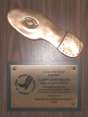 Casual Shoe Repair 1st Place award certificate, 2003