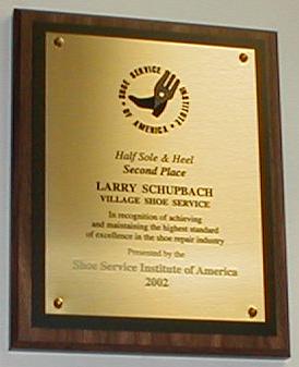 Half Sole and Heel 2nd Place award, 2002
